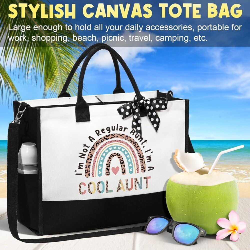 Aunt Gift Set Canvas Tote Makeup Bag for Auntie Great for Christmas - Picture 8 of 8